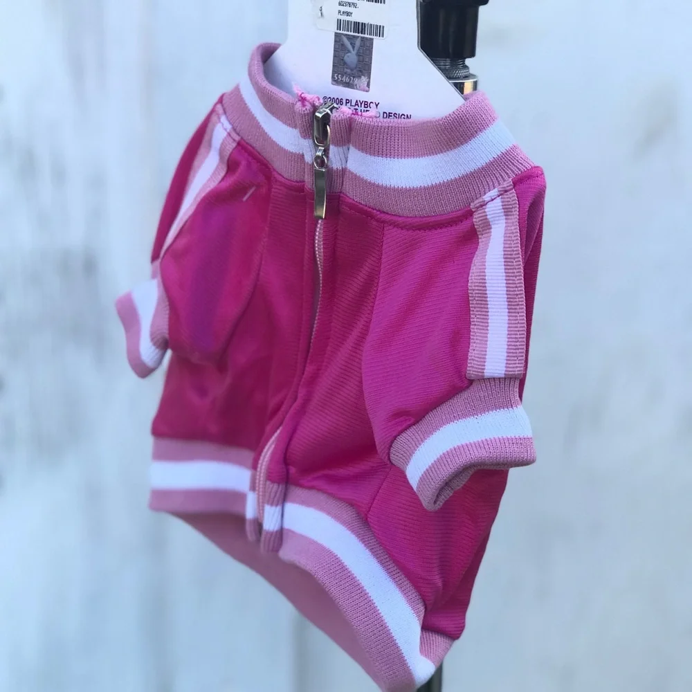 Playboy dog pet jacket sport coat pink white clothes bunny sweatshirt sweater